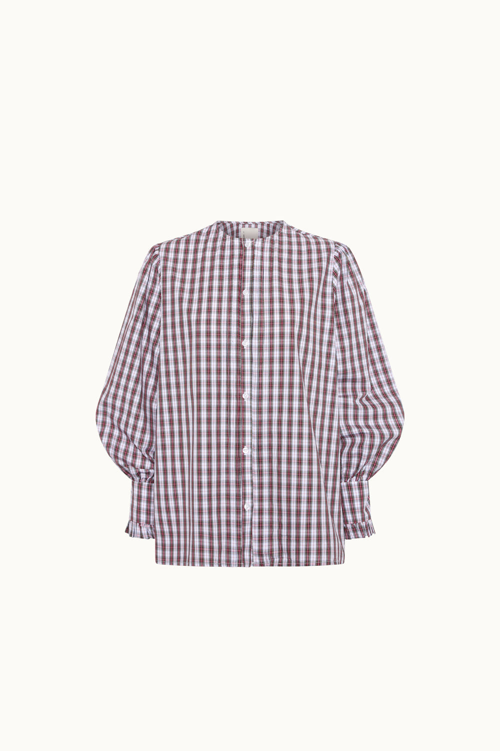 Camisa Marielle roja cuadros, look completo casual elegante artesanal
