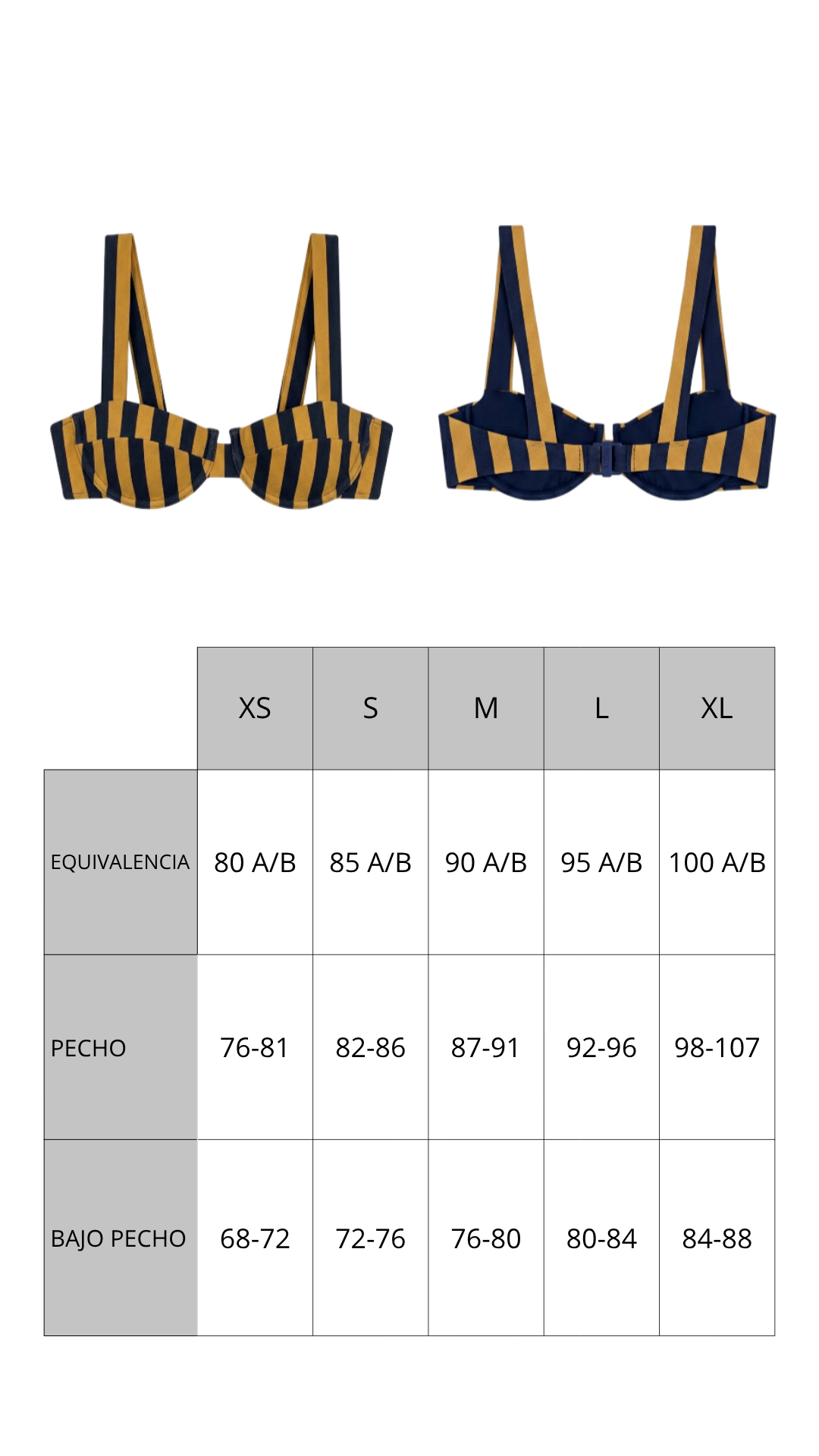 Guía de tallas de Top Bikini Alice