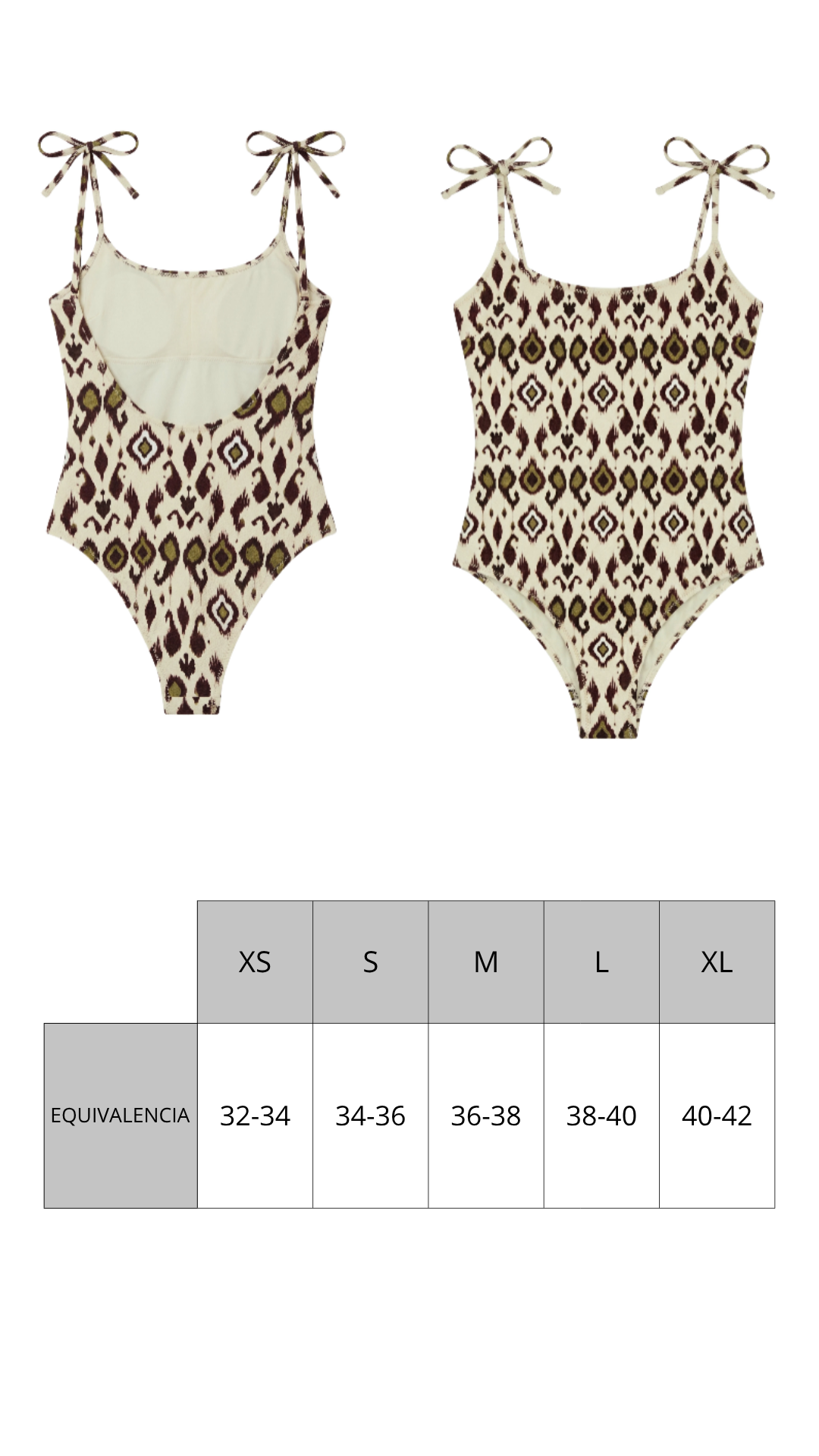Guía de tallas de Bañador Ikat