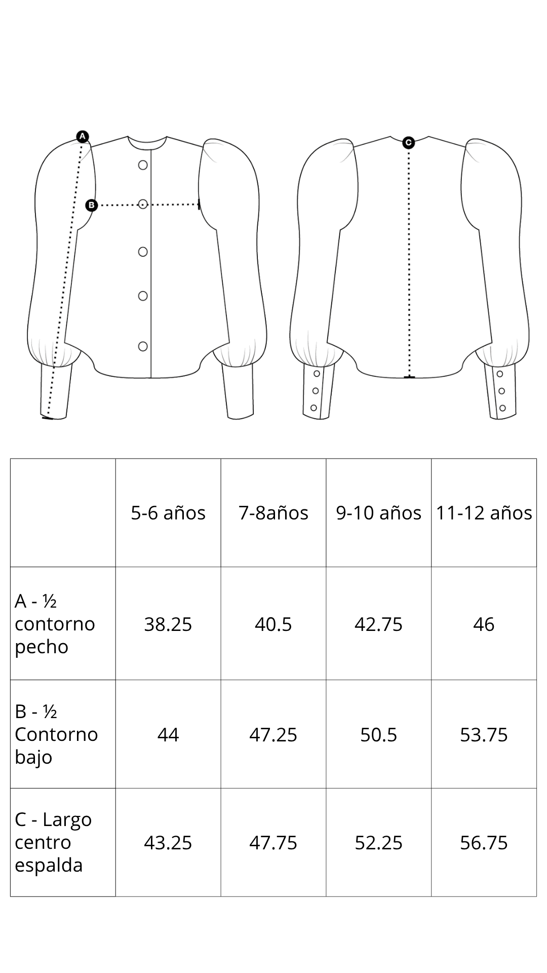 Guía de tallas de Mini Solara Jacket