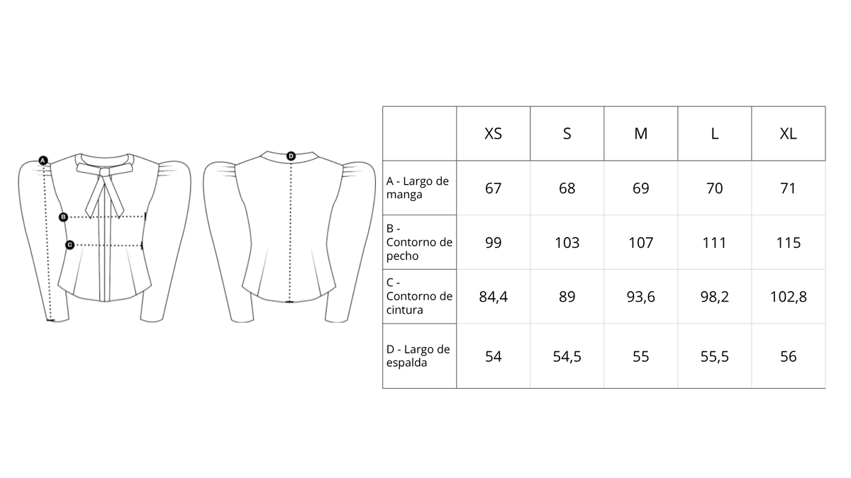 Guía de tallas de Regia Jacket