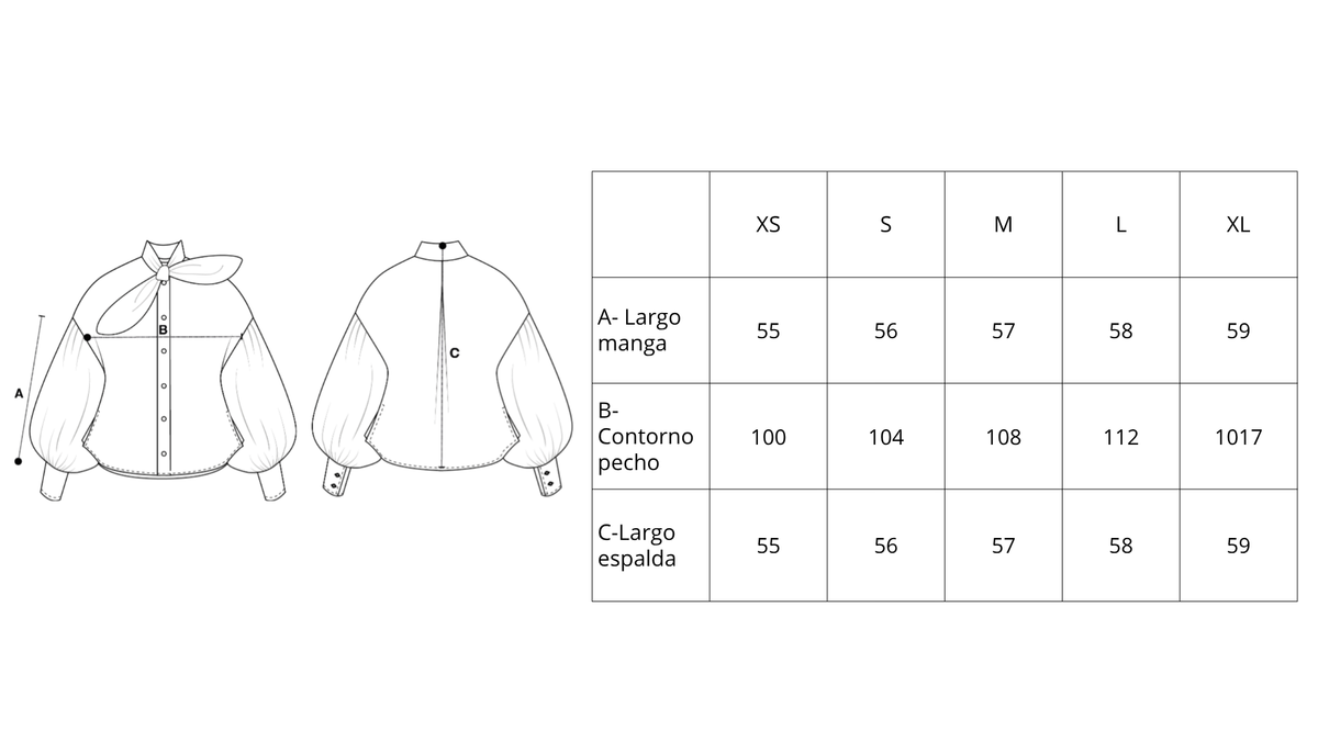 Guía de tallas de Kashmir Shirt