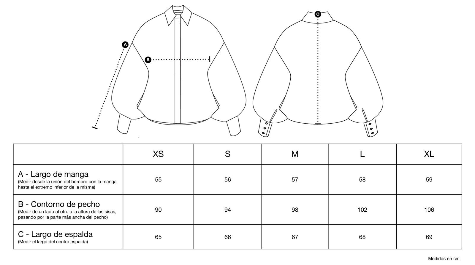 Guía de tallas de Celosía Shirt