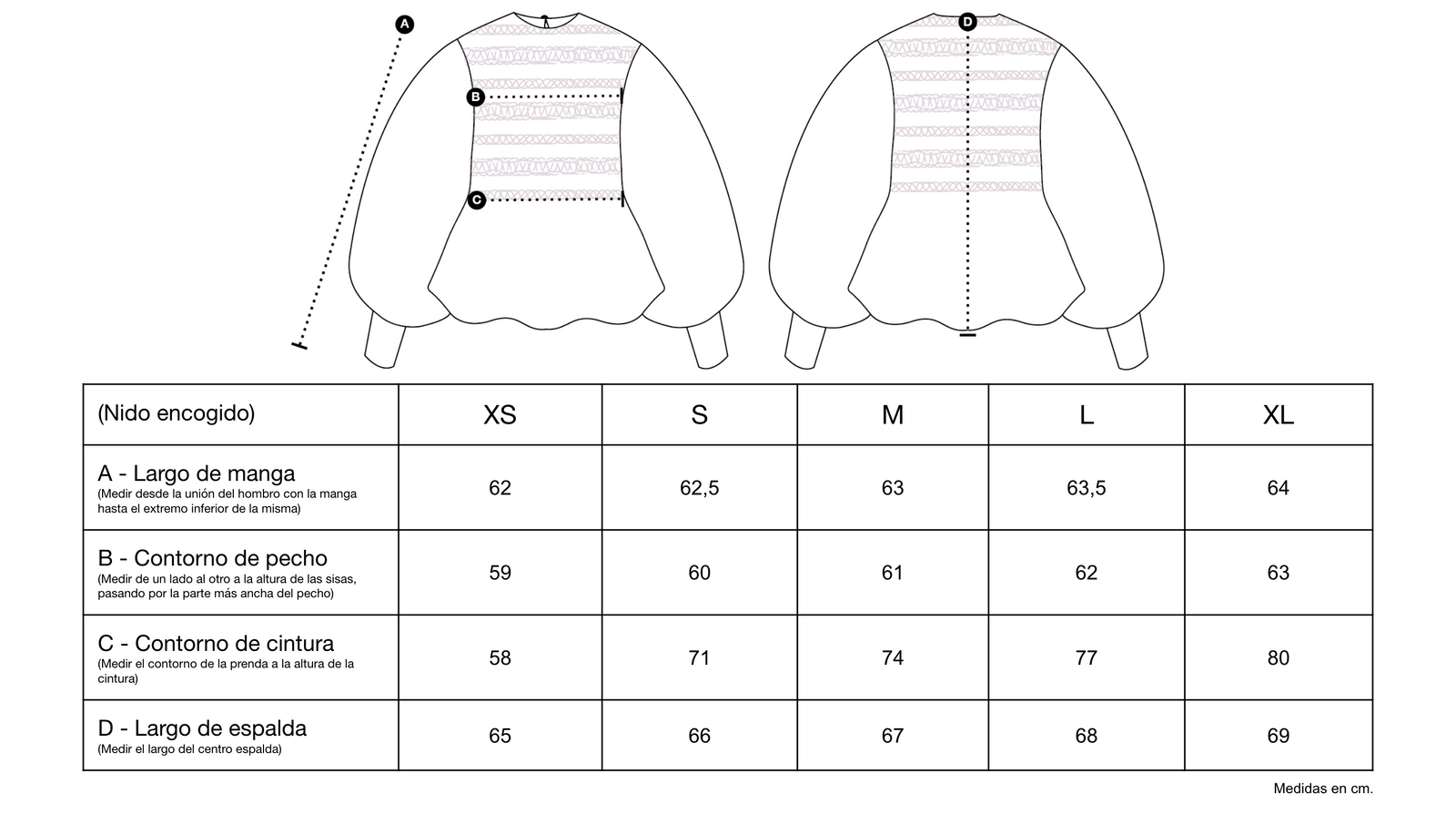Guía de tallas de Viona Blouse