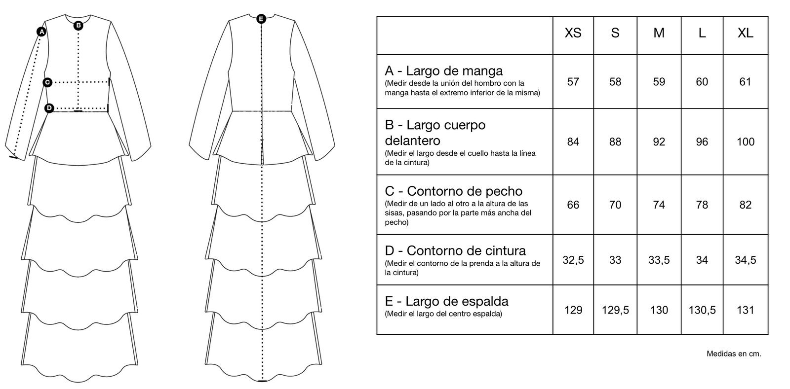 Guía de tallas de Stella Dress