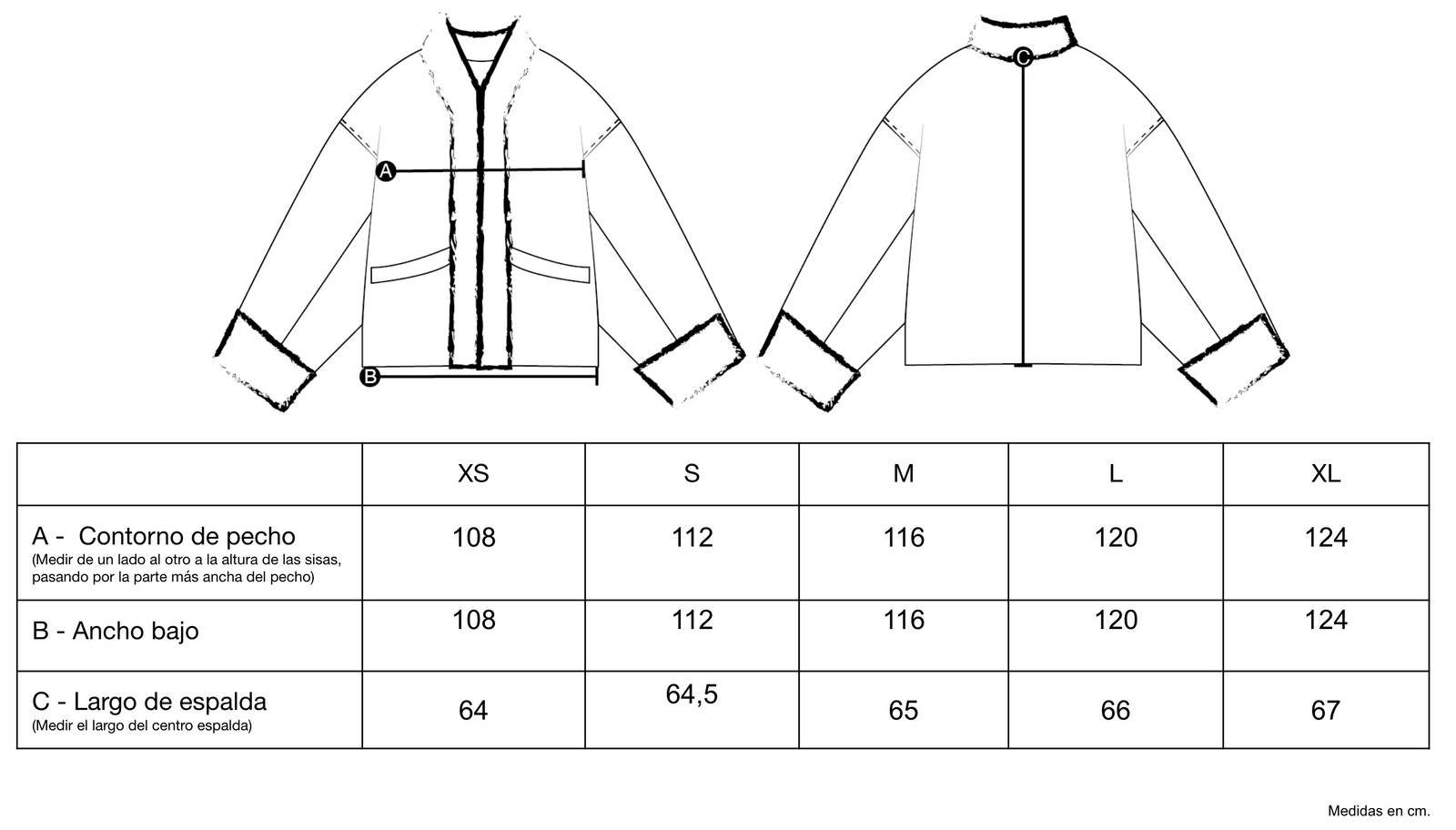 Guía de tallas de Feline Fur Jacket