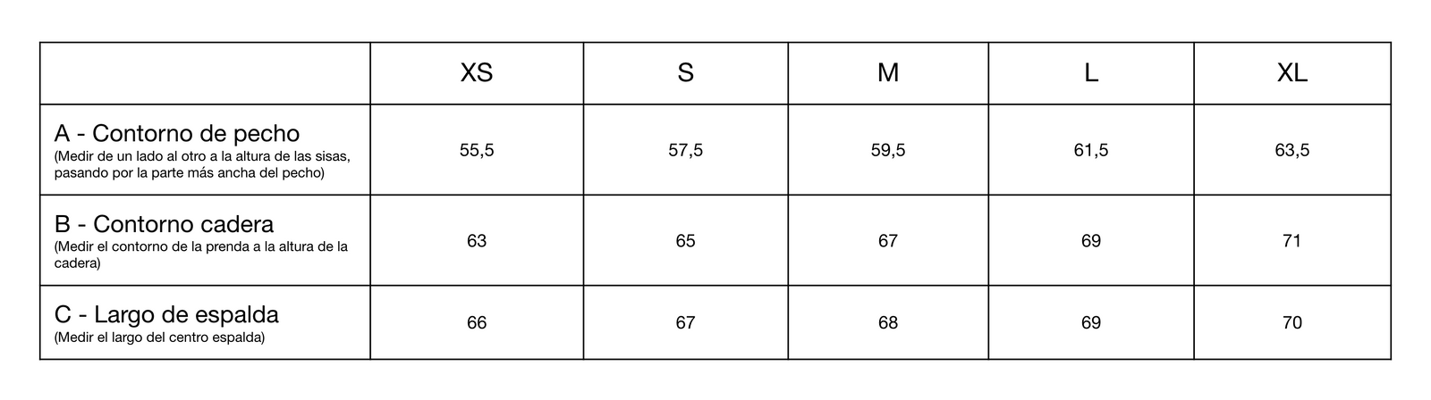 Guía de tallas de Marielle Blue Shirt