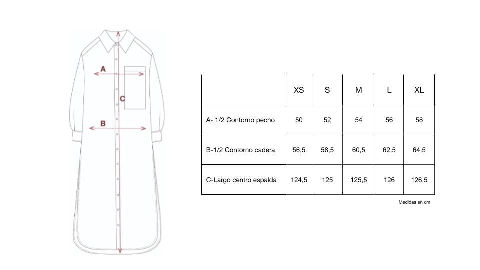 Guía de tallas de Carlota Blue Dress