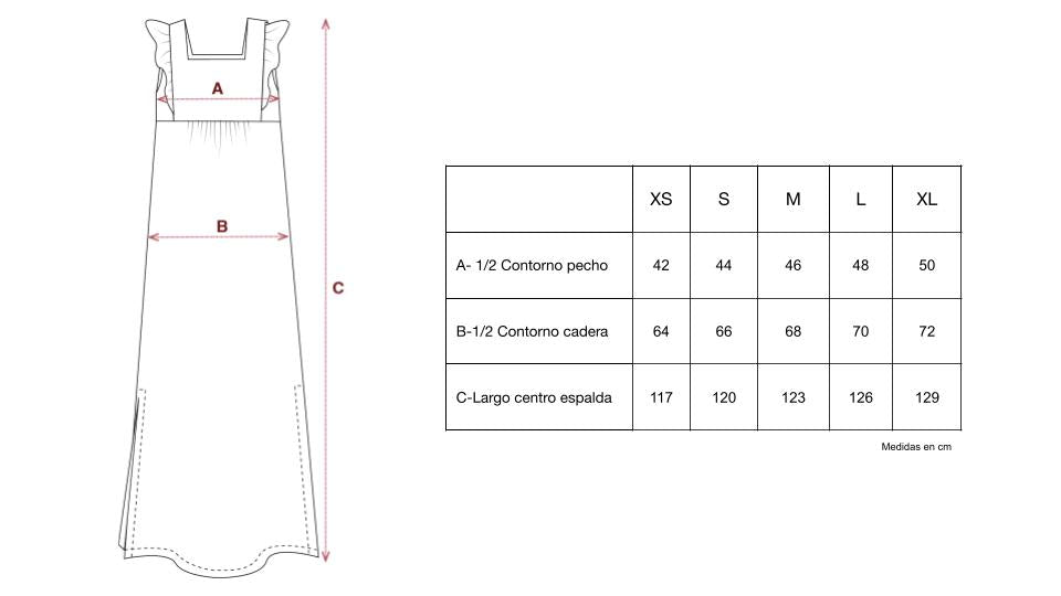 Guía de tallas de Naira Dress