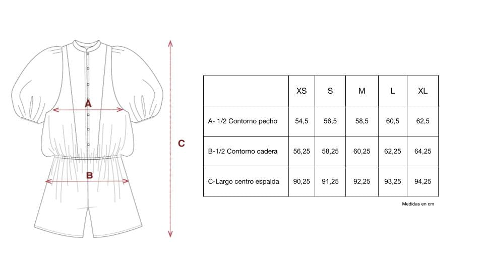 Guía de tallas de Timy Green Jumpsuit