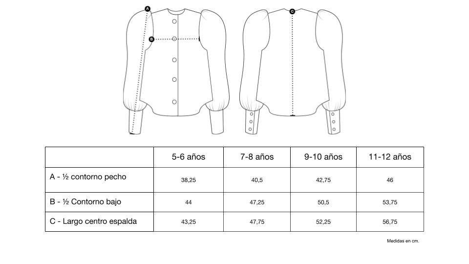 Guía de tallas de Mini Solara Jacket