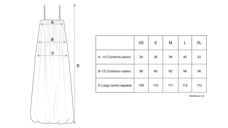 Guía de tallas de Cala Dress