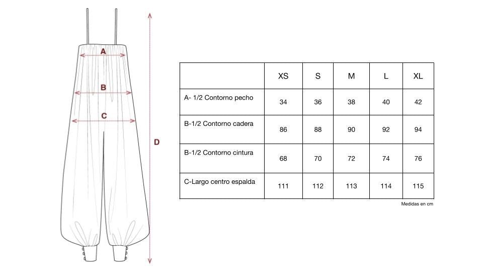 Guía de tallas de Elias Jumpsuit