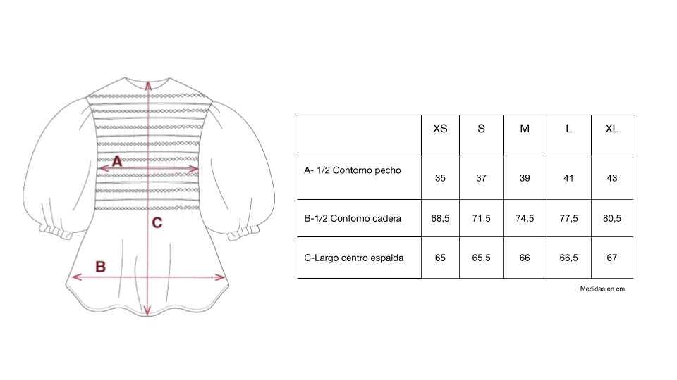 Guía de tallas de Salvia Blouse