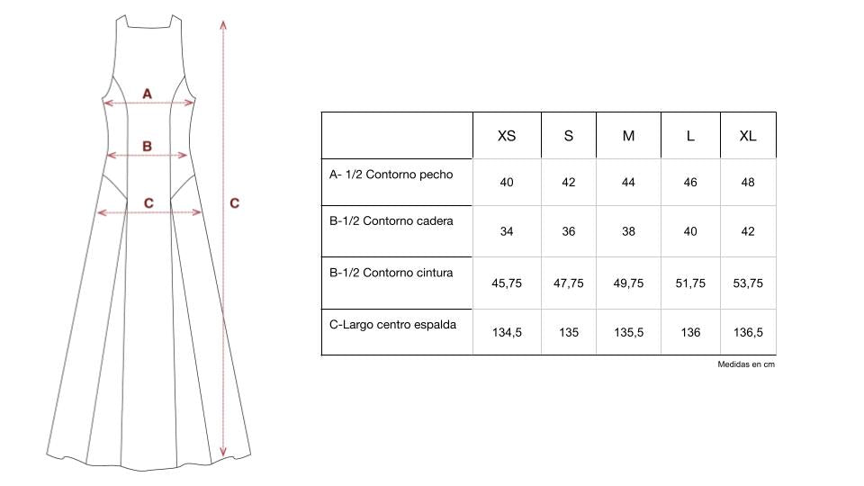 Guía de tallas de Vela Dress