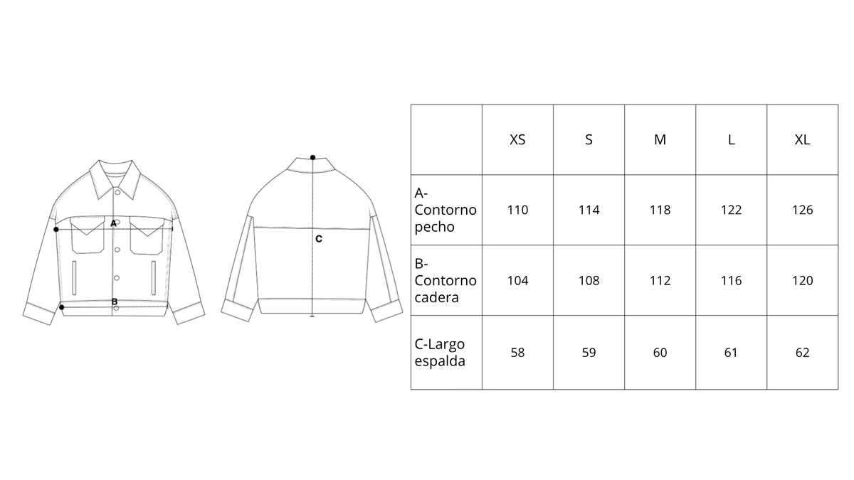 Guía de tallas de Abbey Jacket