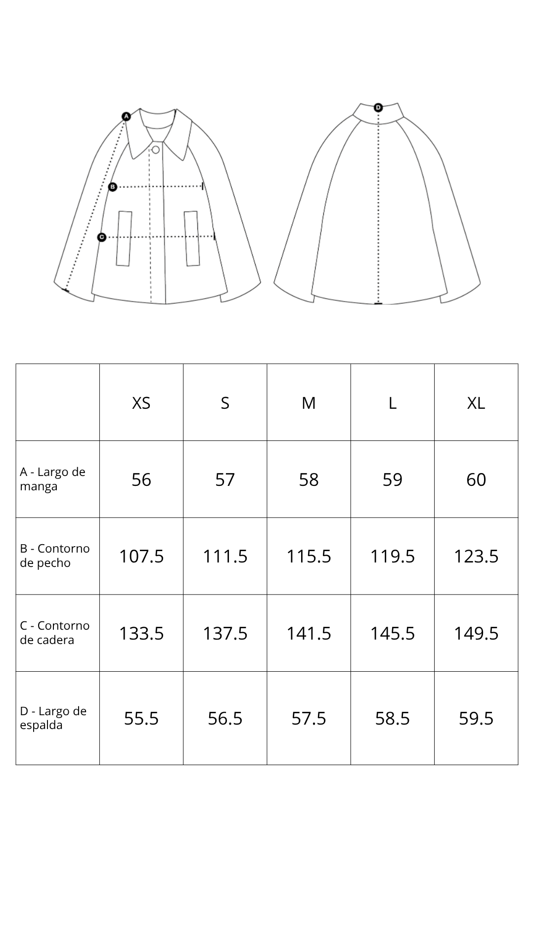 Guía de tallas de Equine Jacket