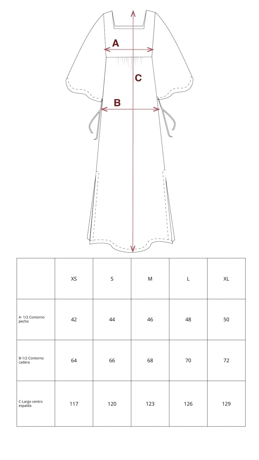 Guía de tallas de Iris Dress