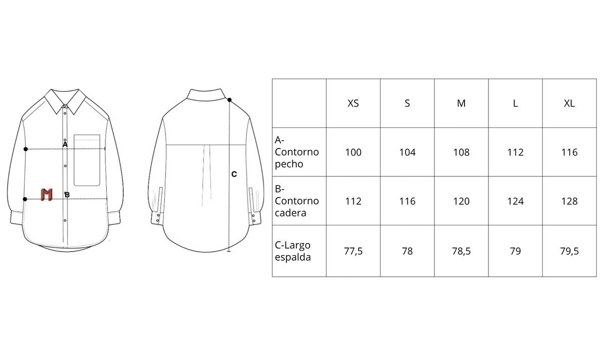 Guía de tallas de M Shirt