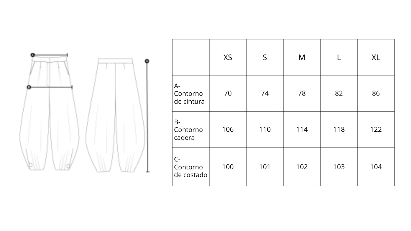 Guía de tallas de Aurum Pants