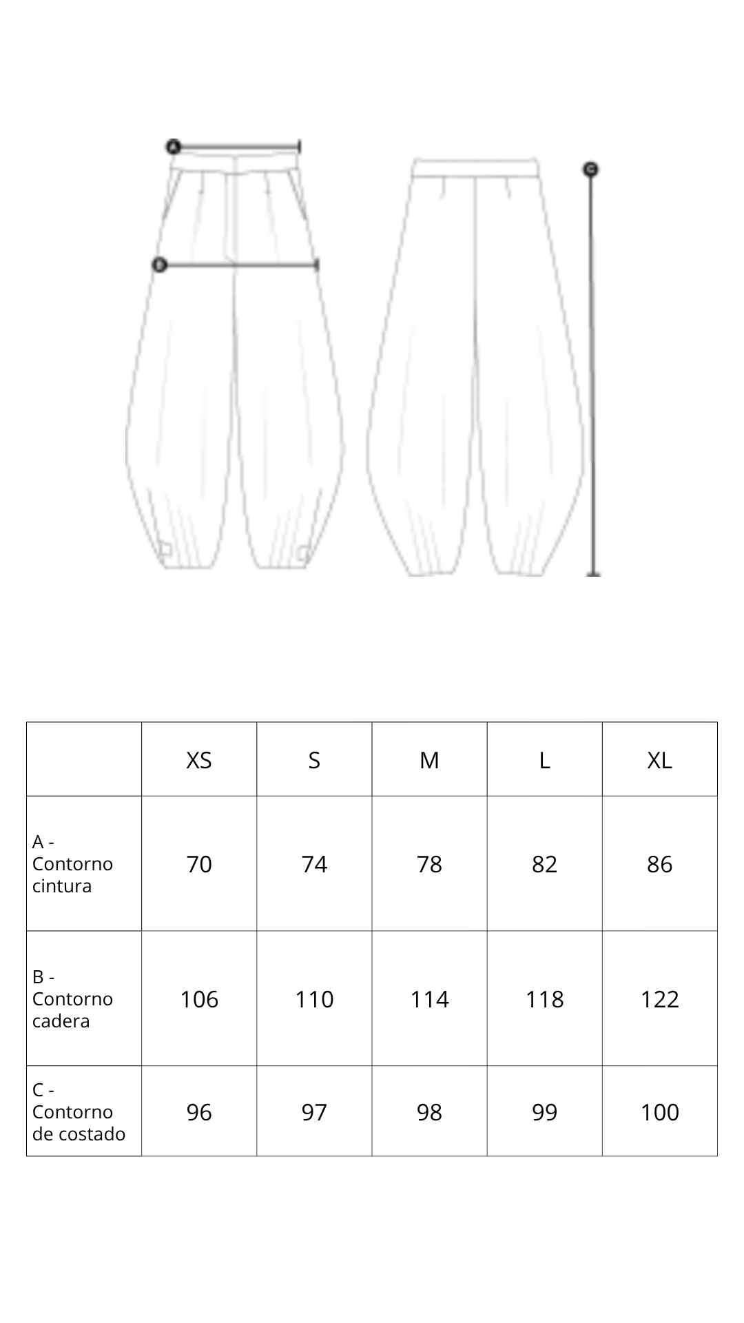 Guía de tallas de Aurum Pants