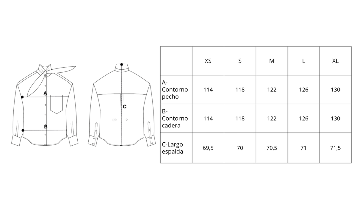 Guía de tallas de Vivian Blue Shirt