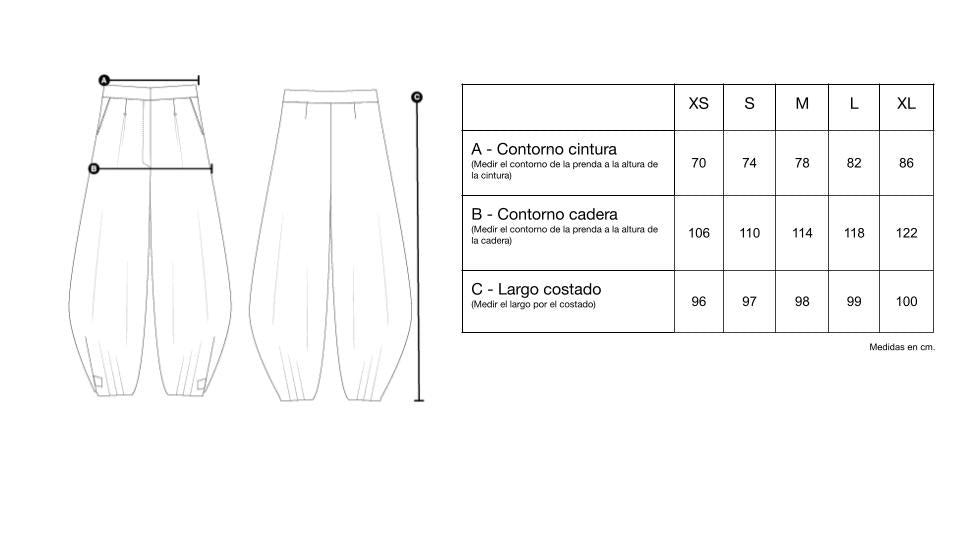 Guía de tallas de Malva Pants