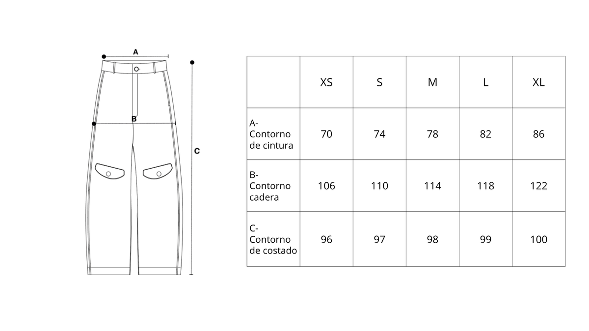 Guía de tallas de Becket Pants