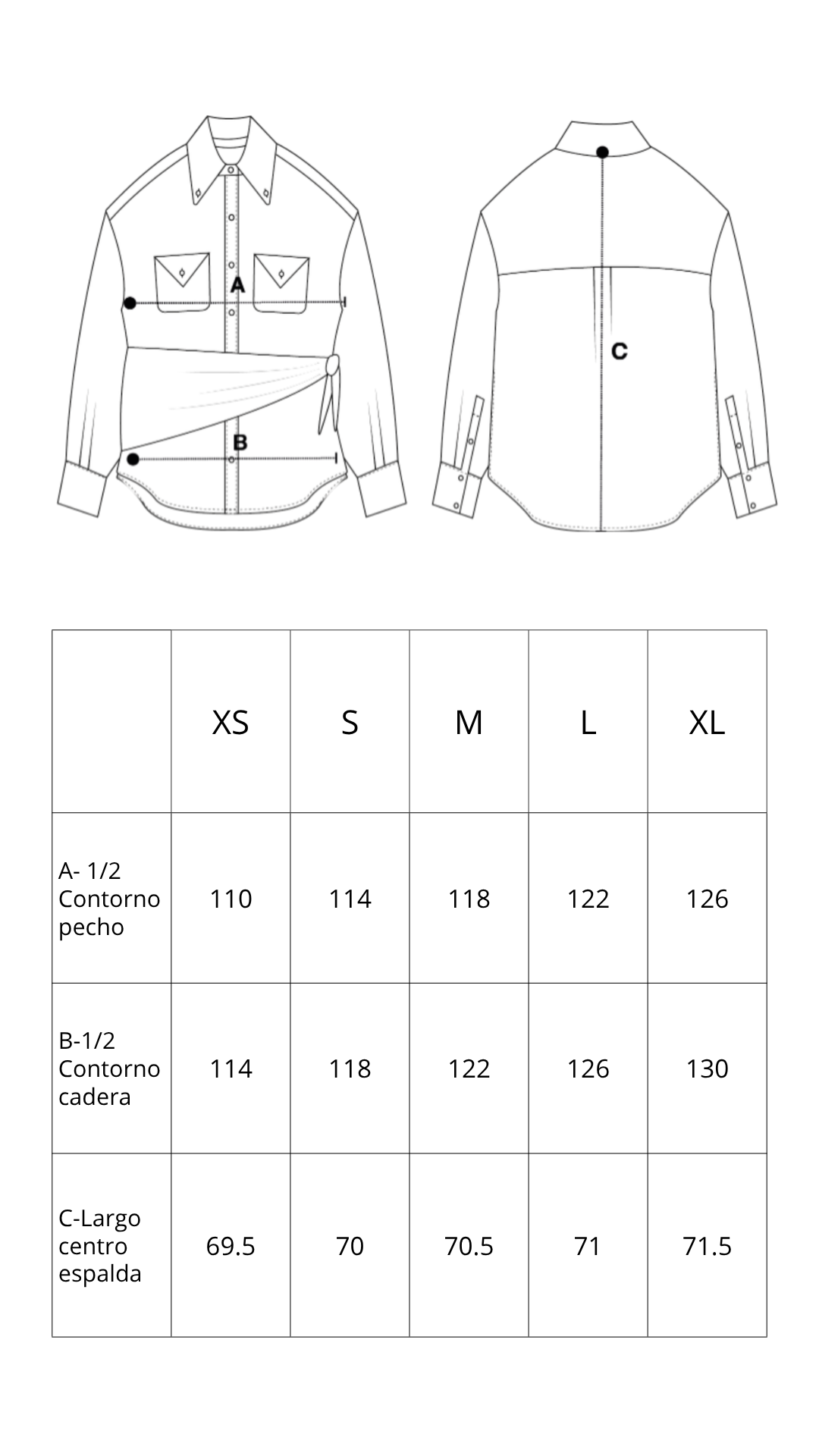 Guía de tallas de Cheval Shirt