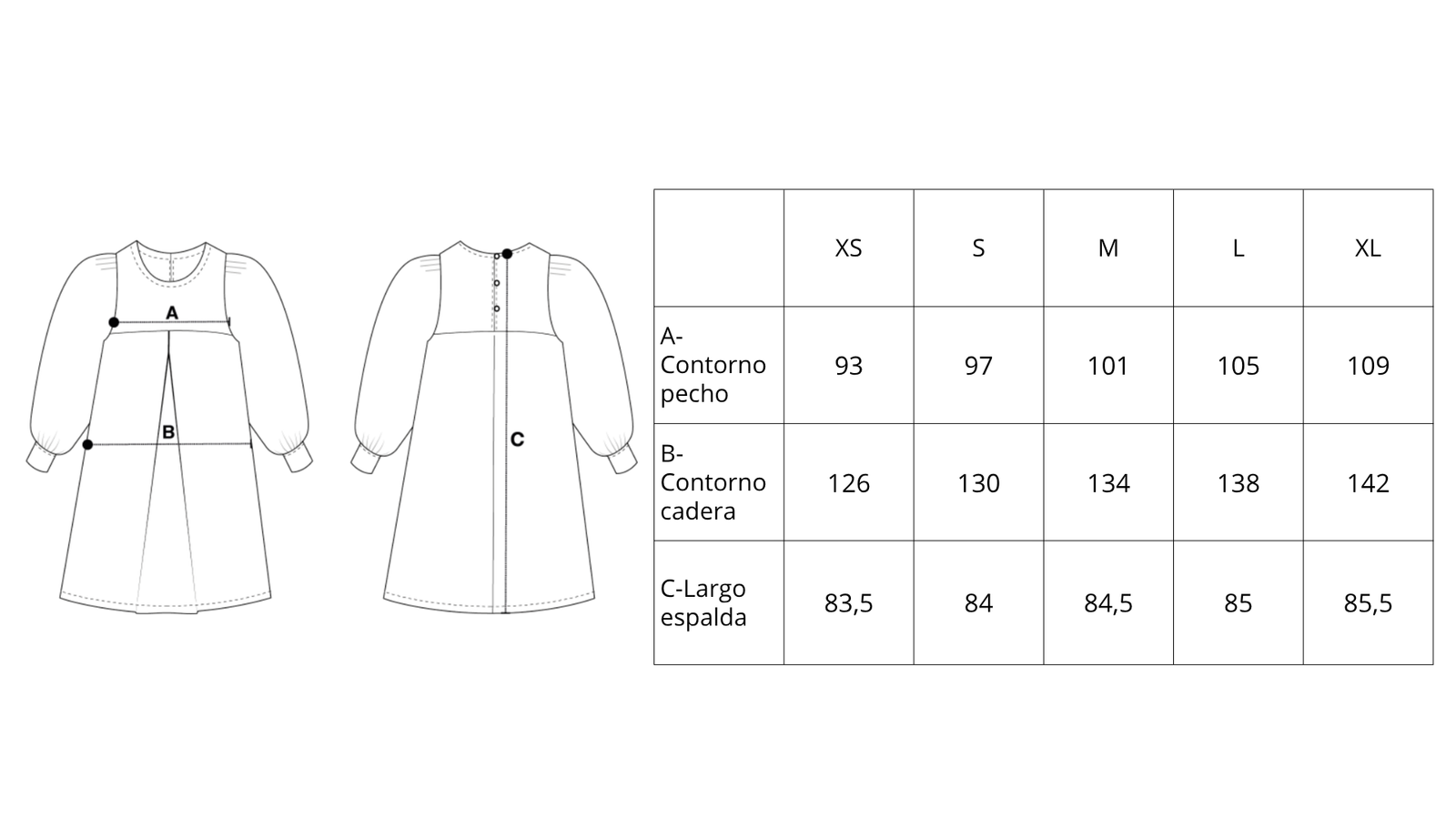 Guía de tallas de Jaguar Mini Dress