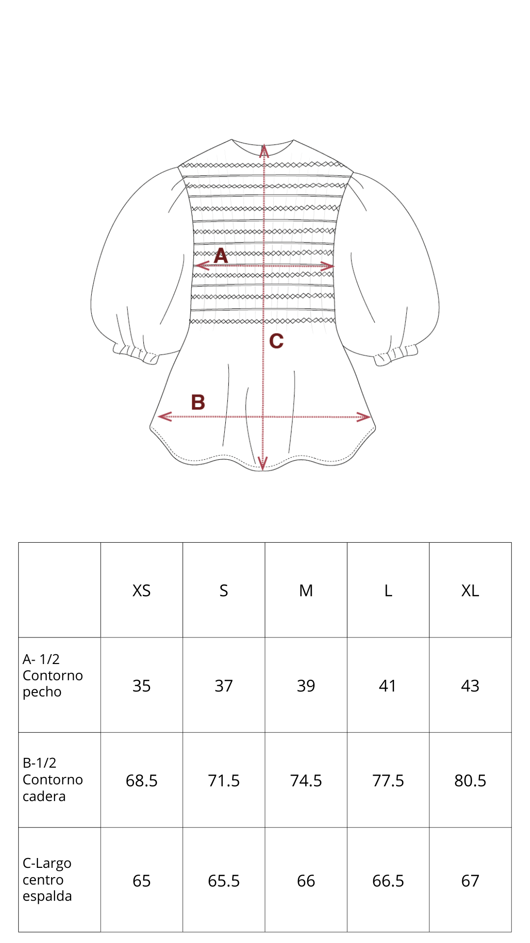 Guía de tallas de Salvia Green Blouse