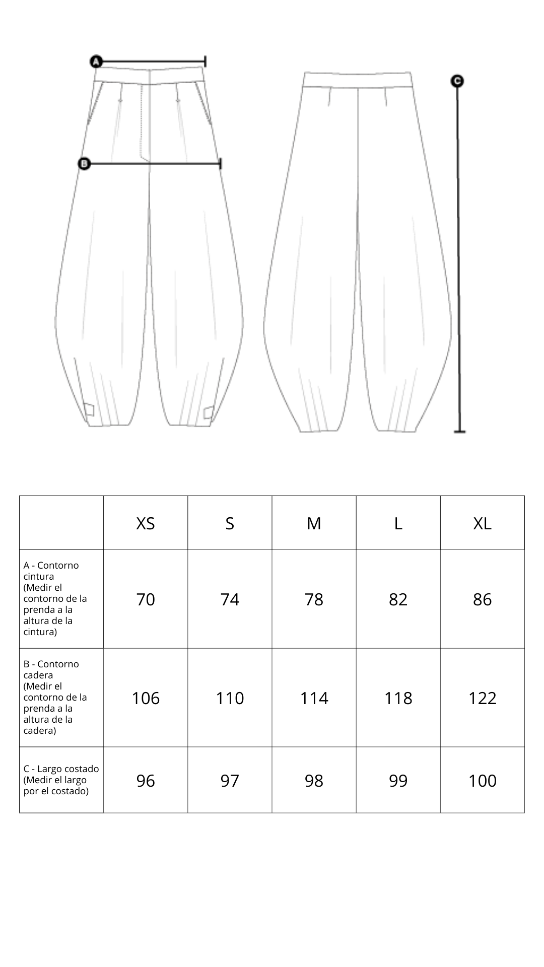 Guía de tallas de Buruma Pants
