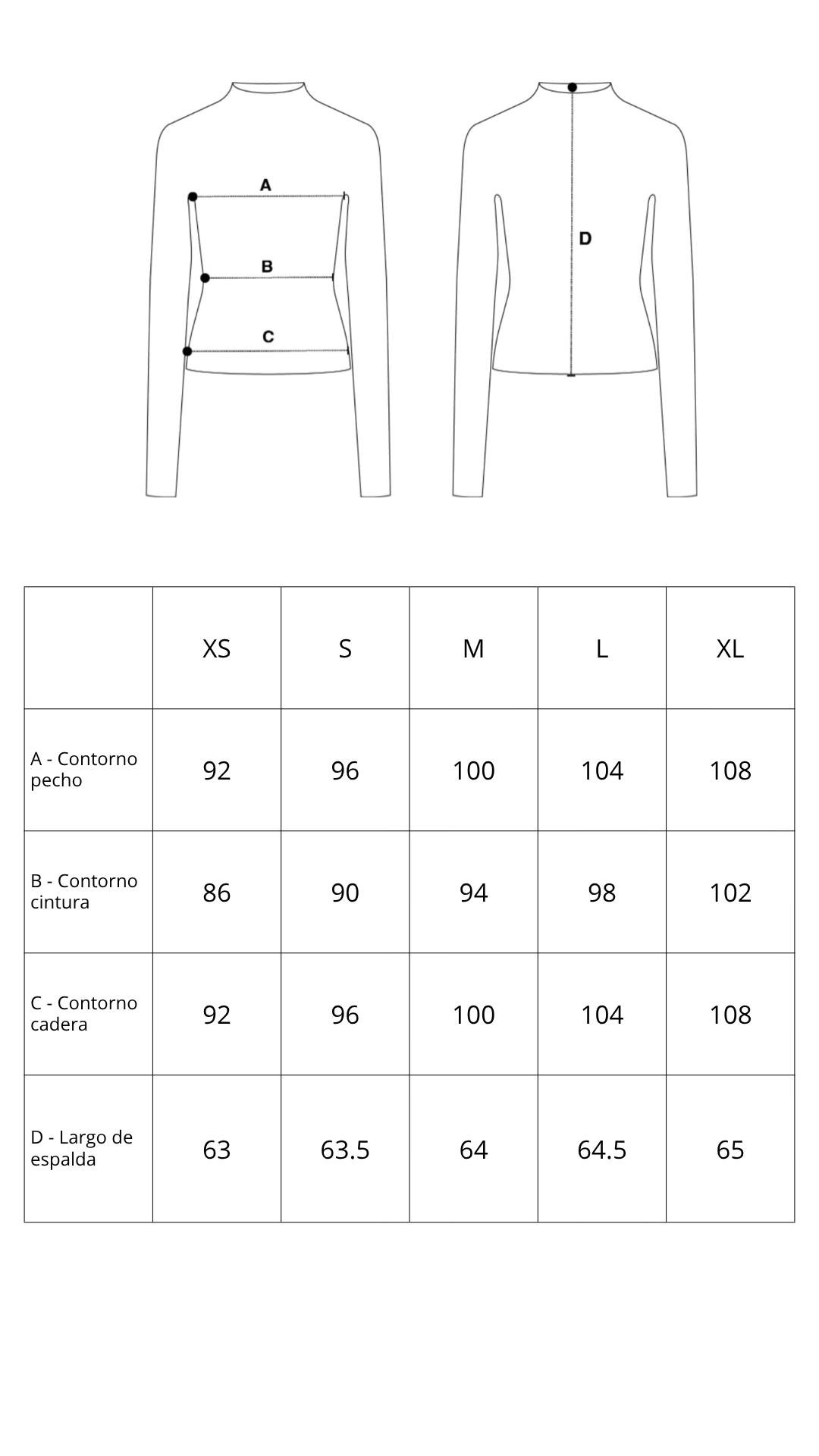Guía de tallas de Estrelle Tshirt
